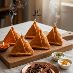herbscent samosa candle (set of 5)