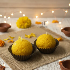 herbscent festive ladoo candle set (pack of 2)
