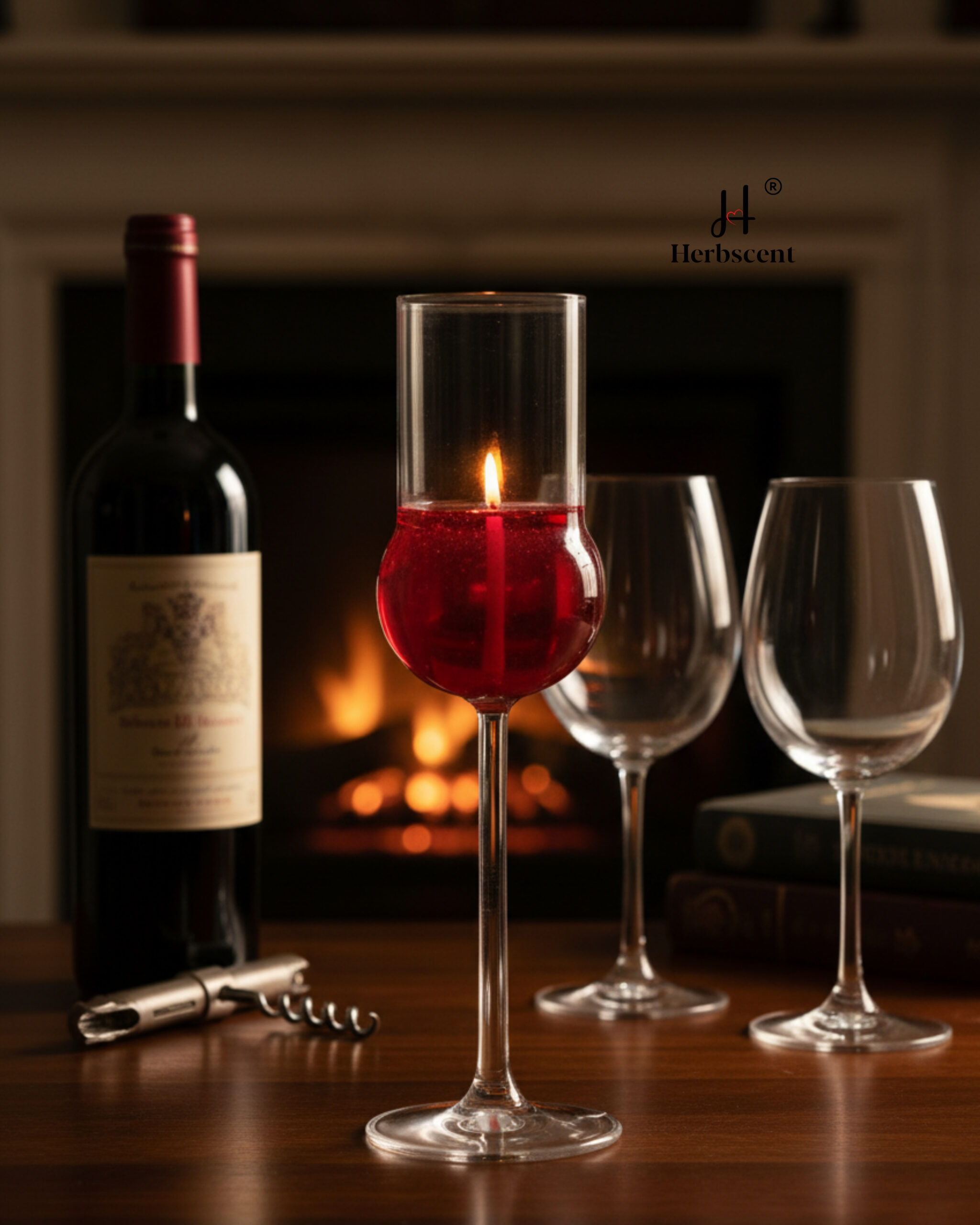 herbscent red wine glass candle