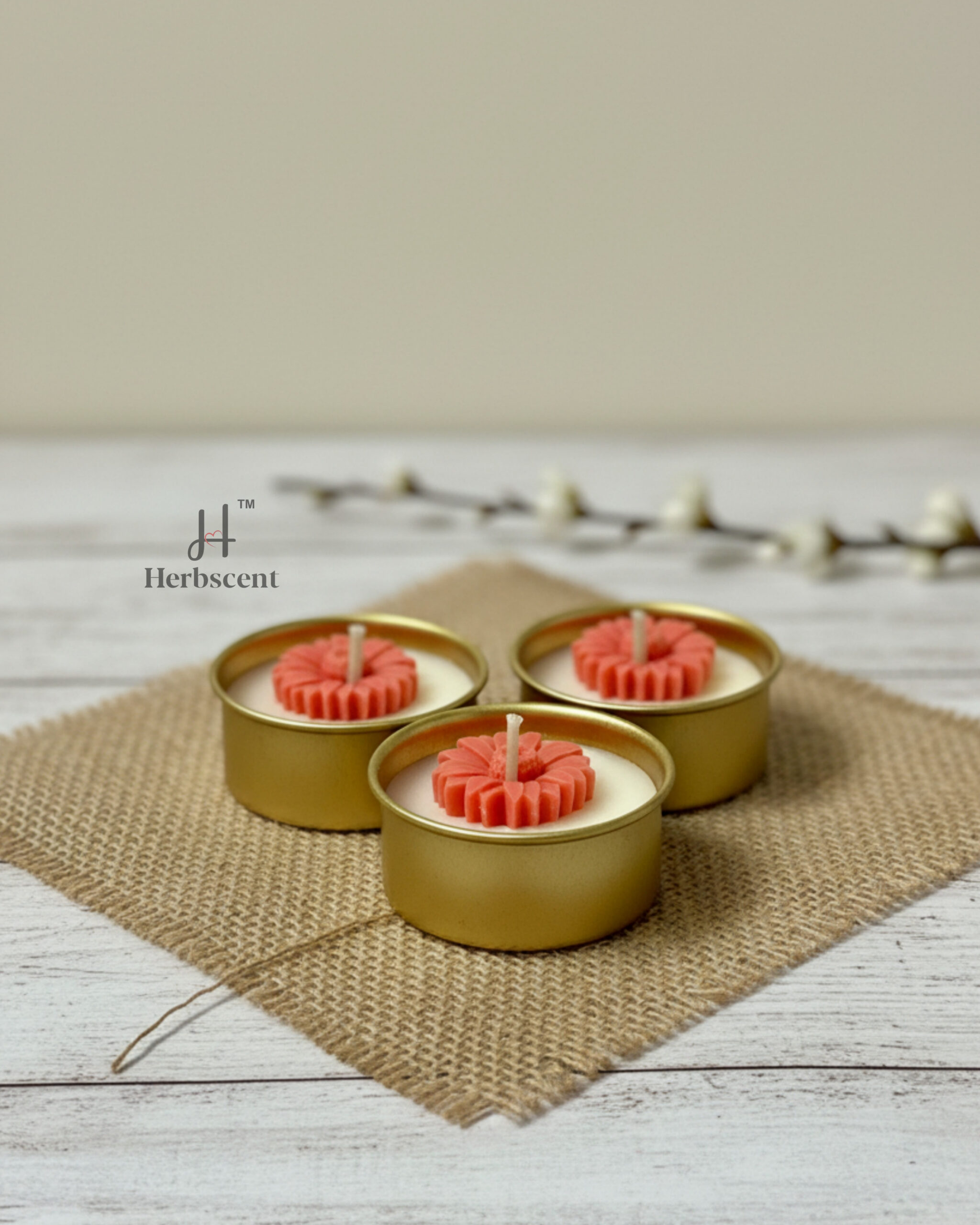 herbscent premium tealight candle set (pack of 8)