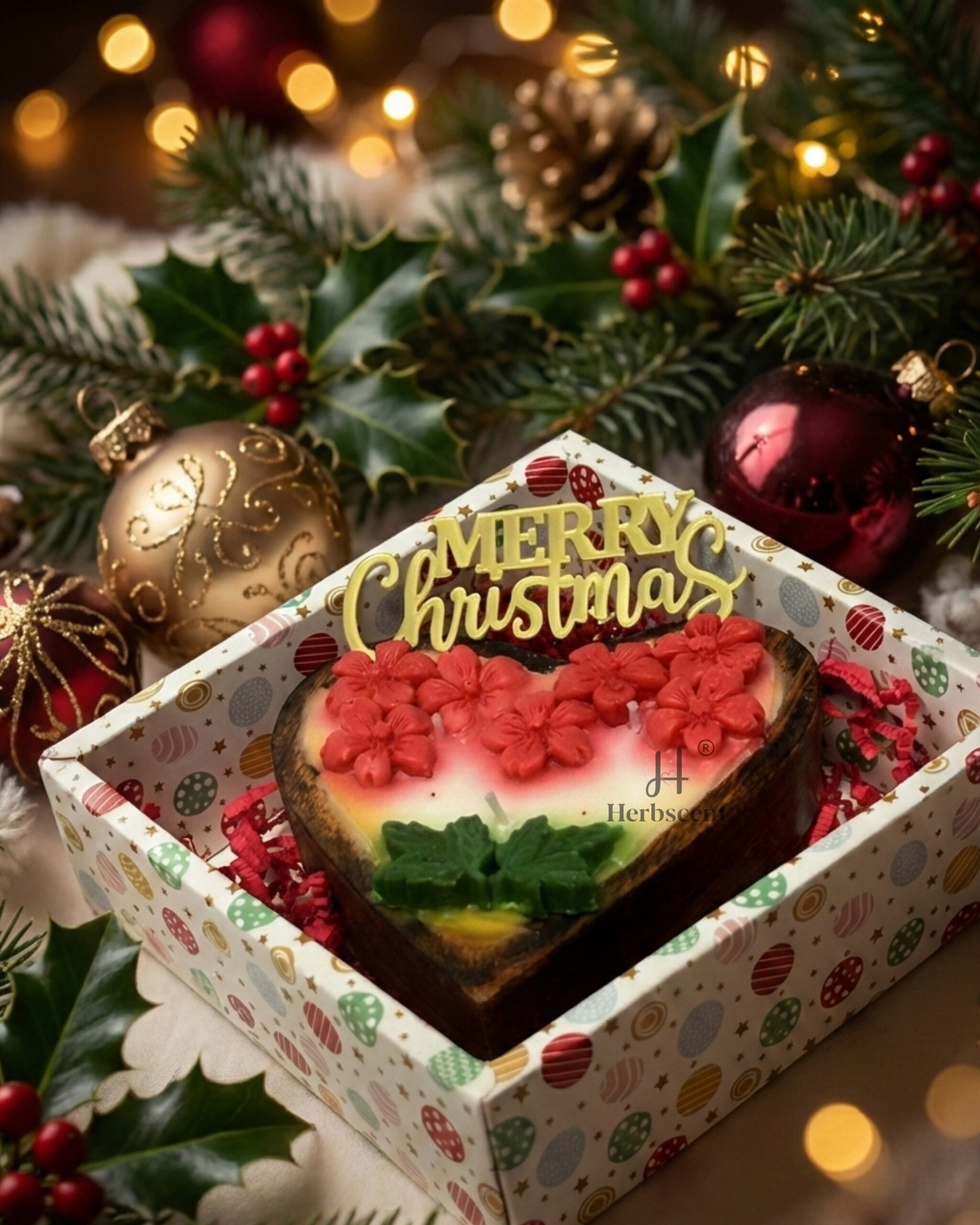 Herbscent Christmas Heart Candle - Image 2
